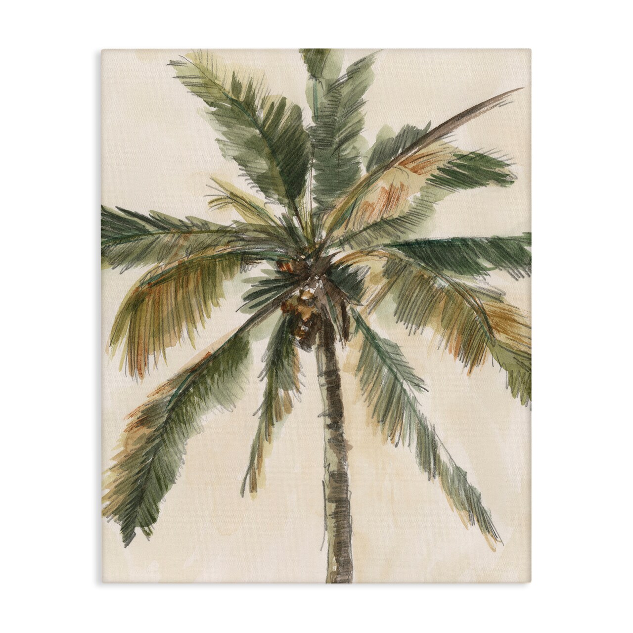 Stupell Industries Palm Tree on Beige Canvas Wall Art Design by Ethan Harper